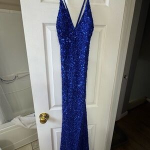 Scala Royal Blue Sequin Prom Dress